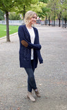 Erica Elbow Patch Cardigan in Navy