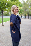 Erica Elbow Patch Cardigan in Navy