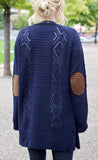 Erica Elbow Patch Cardigan in Navy