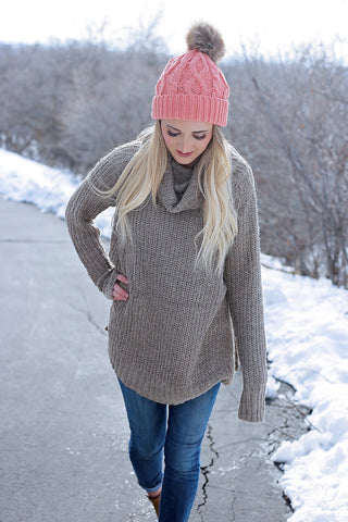 Cowl Neck Sweater in Mocha