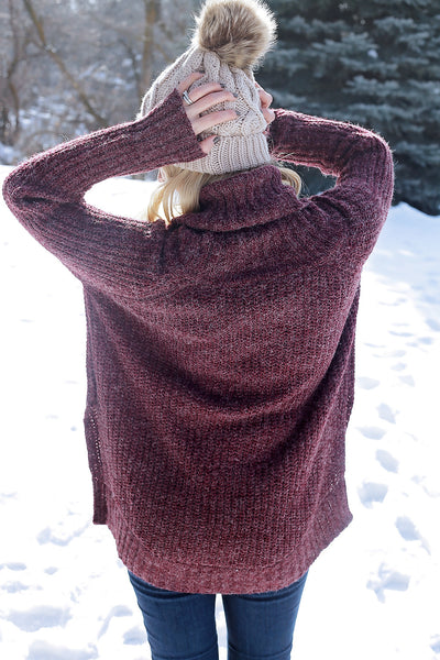 Cowl Neck Sweater in Plum