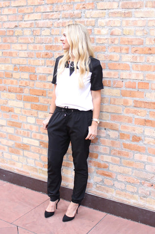 B & W Block Blouse (White)