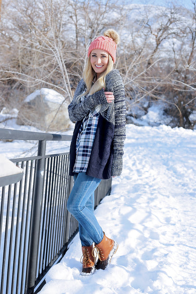 Blue Contrast Cardigan