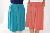 Button Front Skirt With Side Pockets